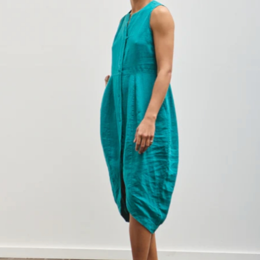 🌸 Black Crane Leaf Linen Dress Lagenlook